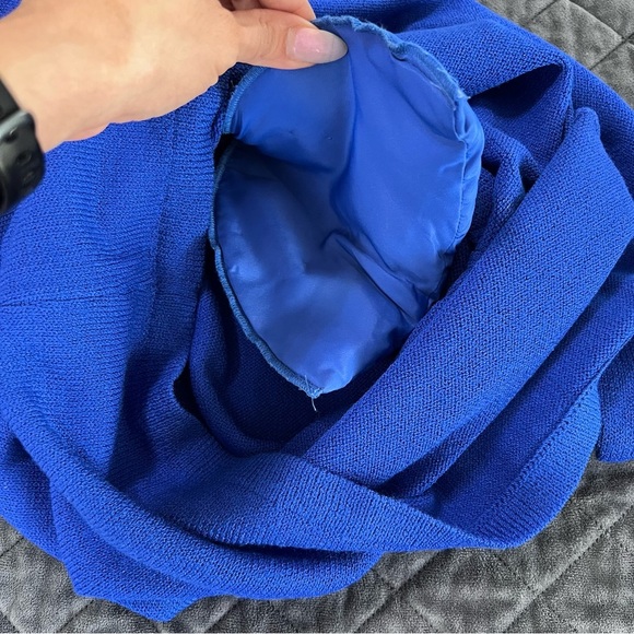 St. John Sweater Women 8 Santana Knit Top Royal Blue Vintage Mock Neck Buttons L - Picture 7 of 7